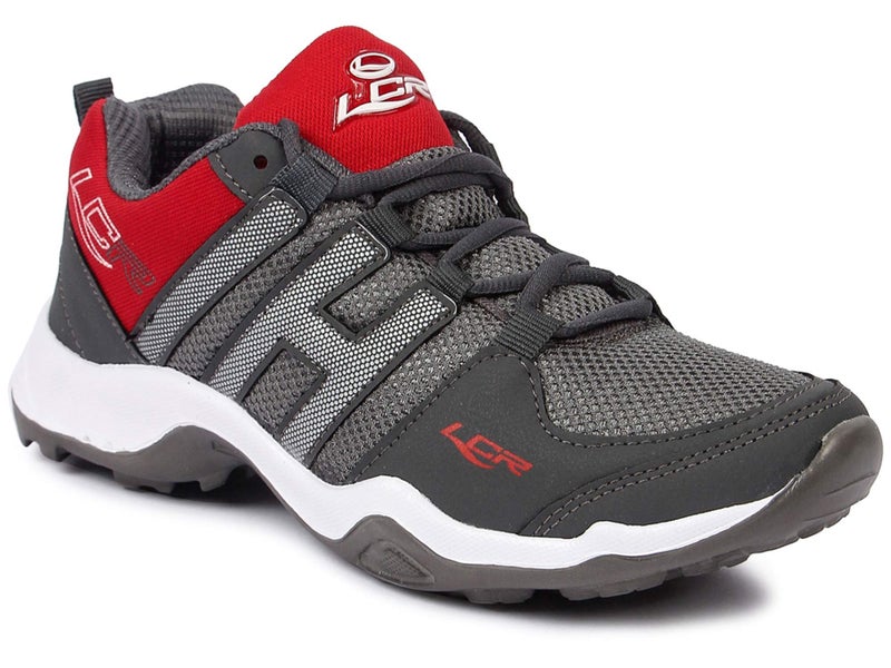 LANCER Mens INDUS-215 Grey/Red Running Shoe - 8 UK (INDUS-215DGR-RED-42) - Image 1