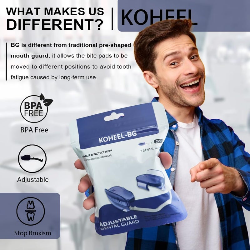 KOHEEL BG Adjustable Night Guard for Teeth Grinding, No-Boil Dental Guard for Bruxism Relief, 2 Count (Medium) - Image 4