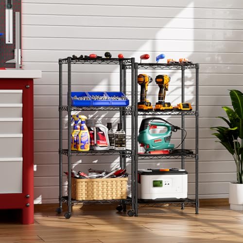 SINGAYE 4 Small Wire Shelves Kitchen Pantry Close Home Organizers and Storage Bathroom Shelf Laundry Room Organization Adjustable Book Metal Garage Shelving Unit - Image 3