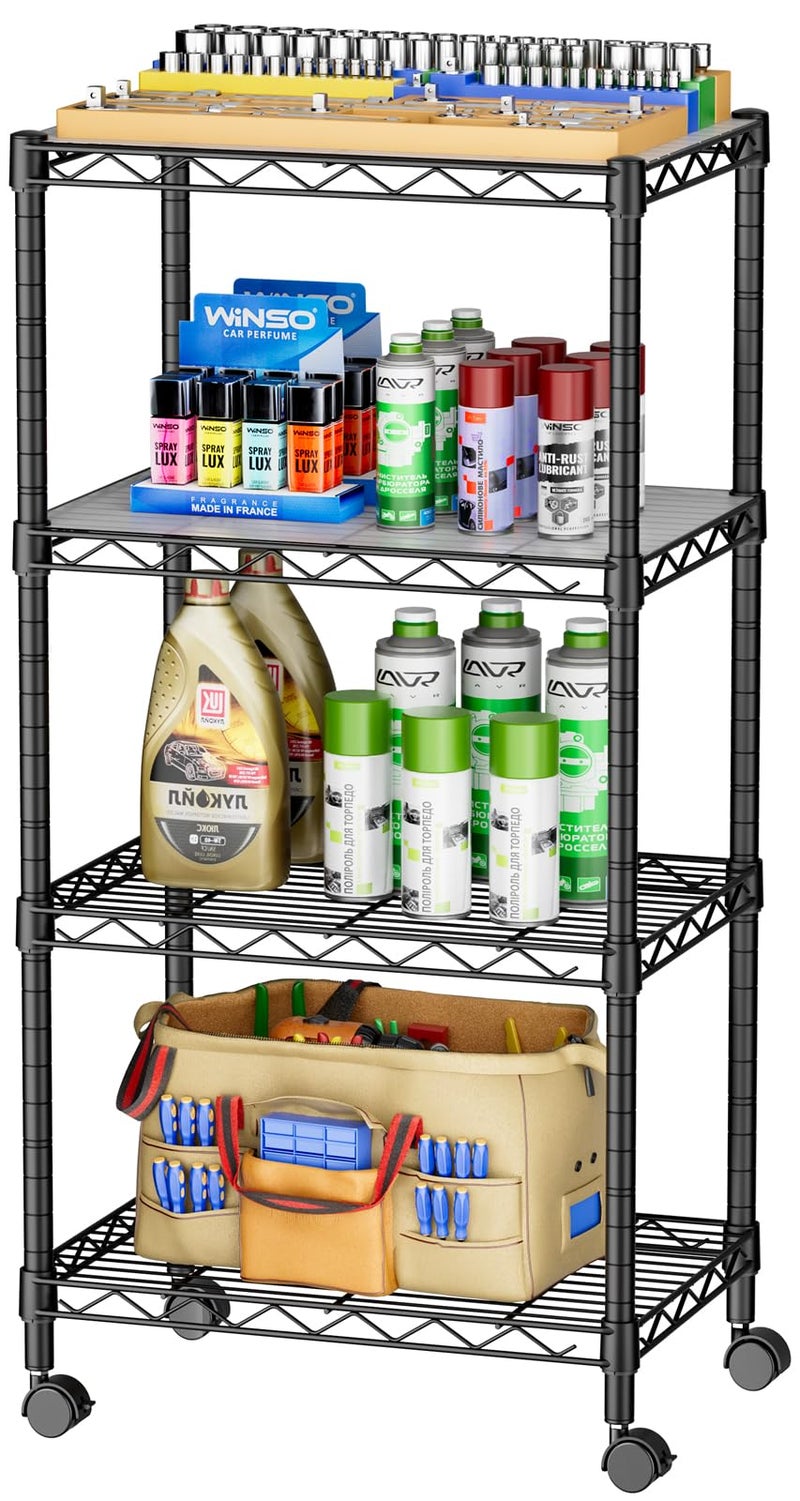 SINGAYE 4 Small Wire Shelves Kitchen Pantry Close Home Organizers and Storage Bathroom Shelf Laundry Room Organization Adjustable Book Metal Garage Shelving Unit - Image 2