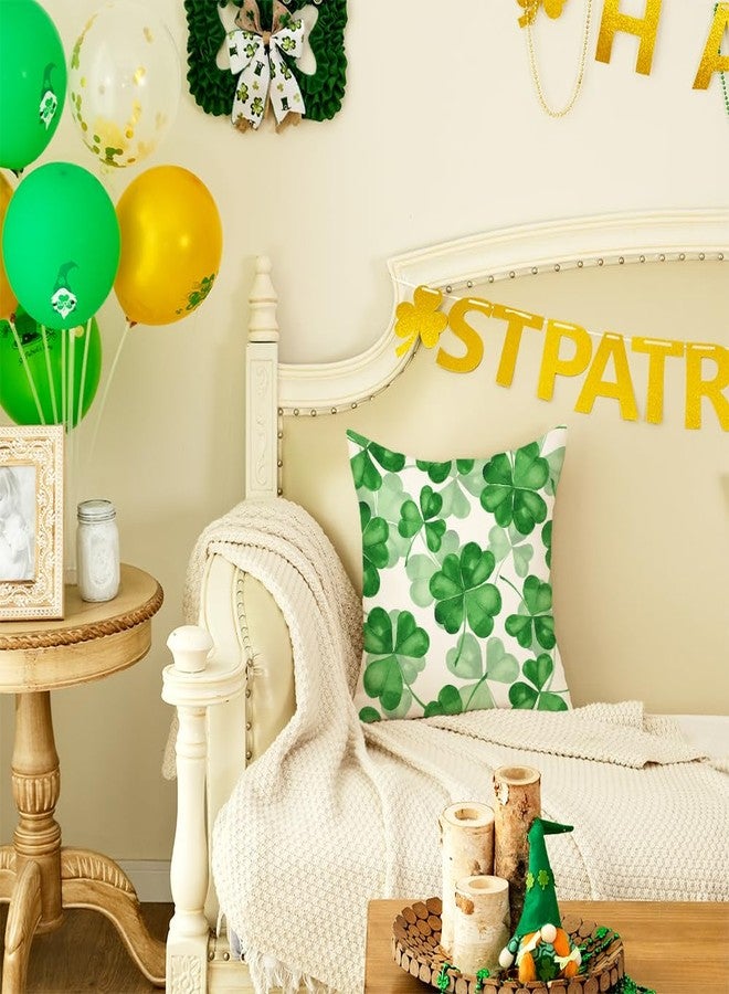 AACORS St Patricks Day Pillow Cover 18X18 Inch Shamrock Clovers Decor Farmhouse Holiday Spring Pillow Case Decorations for Home Sofa Couch (Green) AA360-18 - Image 5