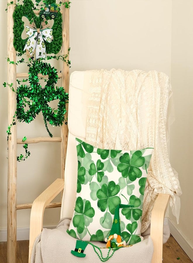 AACORS St Patricks Day Pillow Cover 18X18 Inch Shamrock Clovers Decor Farmhouse Holiday Spring Pillow Case Decorations for Home Sofa Couch (Green) AA360-18 - Image 3
