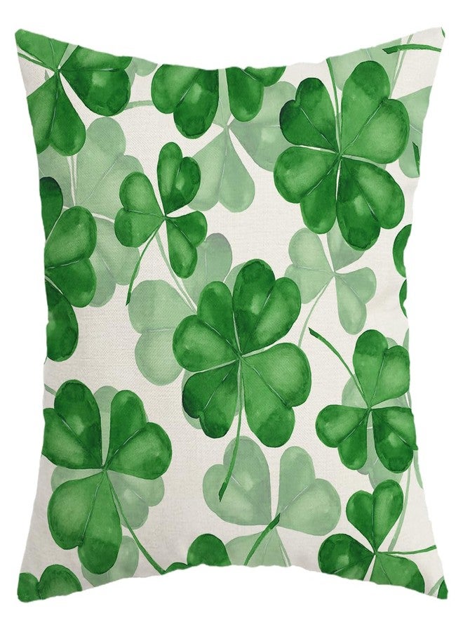AACORS St Patricks Day Pillow Cover 18X18 Inch Shamrock Clovers Decor Farmhouse Holiday Spring Pillow Case Decorations for Home Sofa Couch (Green) AA360-18 - Image 1
