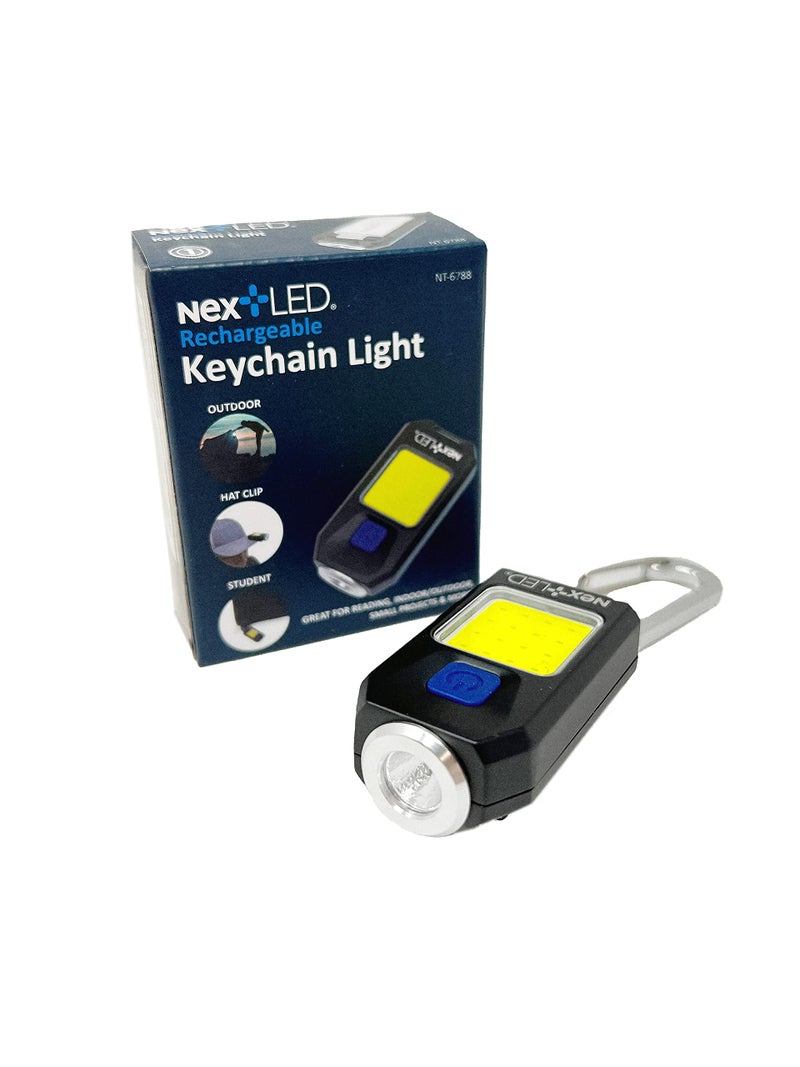 NextLED NT-6788 Heavy Duty Rechargeable Flashlight with Clip, Mini Keychain Hat Light, 400 Lumen, Spot/Flood 2 in 1, 5 Modes, Aluminum Body, Pocket Light, EDC Key Chain, LED Hard Hat Lights Clip on - Image 1