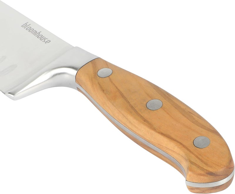 Bloomhouse - Two Time Oprah's Favorite Things Winner - 7-Inch Santoku Knife – German Stainless Steel Blade with Forged Italian Olive Wood Handle, Full Tang Kitchen Knife for Slicing Dicing & Mincing - Image 4