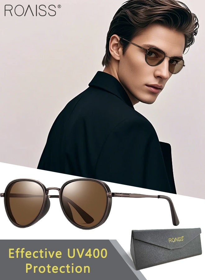 رويس نظارات شمسية مستقطبة للرجال، نظارات شمسية للحماية من الأشعة فوق البنفسجية 400 بإطار من الفولاذ المقاوم للصدأ، نظارات شمسية عصرية مضادة للتوهج للرجال أثناء القيادة والصيد والسفر، مقاس 52 مم - Image 1