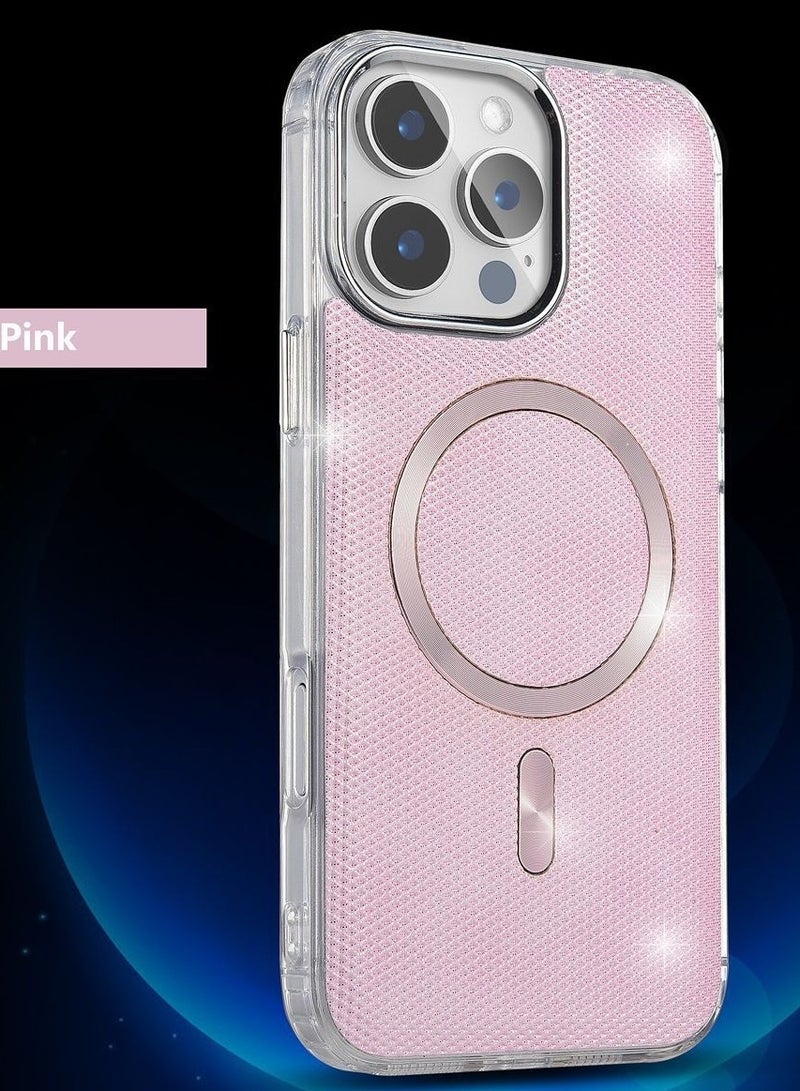 IP15 PRO MAX SHINING WITH MAGSAFE MAGNETIC CASE IPHONE 15 PRO MAX (Design- 140) [PINK Color]