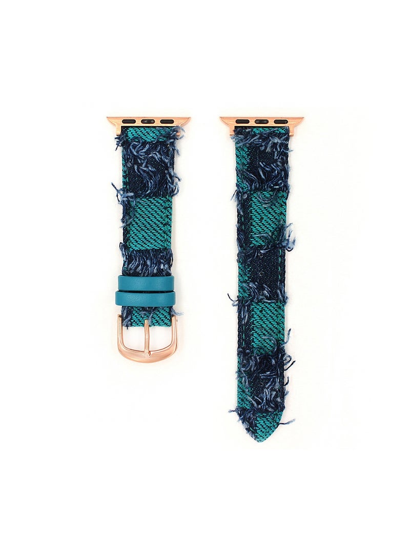 EBMINI Denim Patchwork Cowhide Tassel Watch Strap38/40/41mm