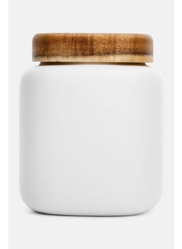 ladelle Porcelain Canister With Wood Lid, Matte White  - Image 1