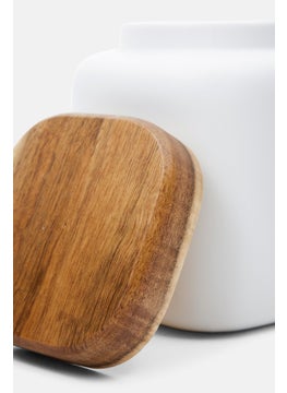 ladelle Porcelain Canister With Wood Lid, Matte White  - Image 3
