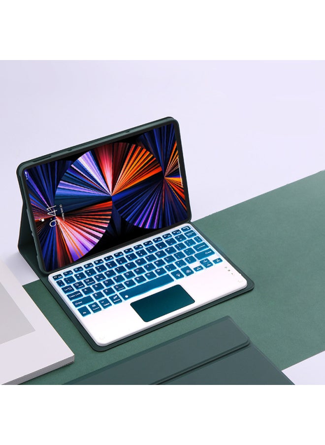 Generic For Lenovo Small P11 Flat Leather Case Pad Pro Protective Case Bluetooth Keyboard Wonderful Touch Backlight 11.5 Inch-Color:Night Green-Touch Bluetooth Keyboard (Backlit)-Product Type:Lenovo Small Pad 11 Inch J606/J607/J616F Universal  - Image 1