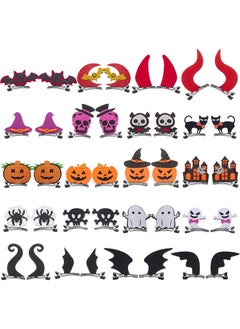 40 Pieces Halloween Cartoon Hair Clips Pumpkin Ghost Bat Wing Black Cat Witch Hat Devil Horn Spider Web Barrettes Alligator Hair Pins Halloween Cosplay Costume Accessories for Kids Girls Women
