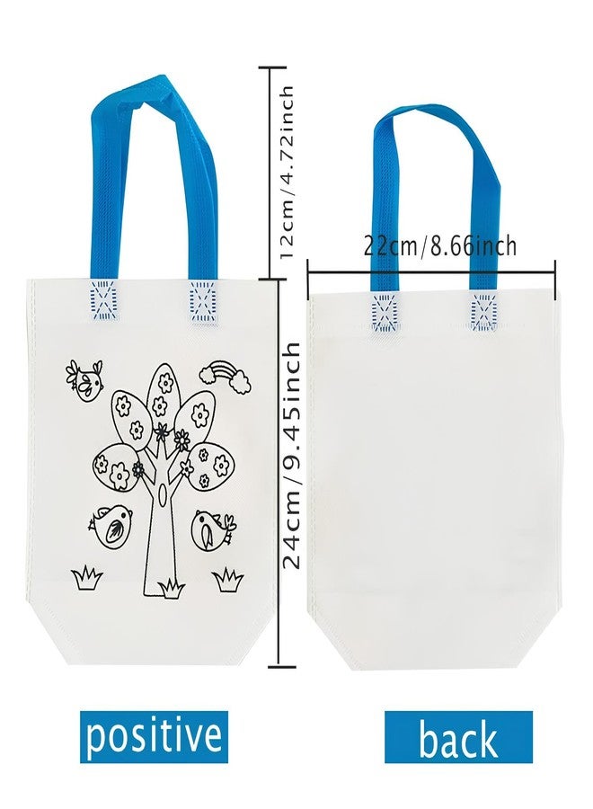 HASTAP DIY Eco-friendly Graffiti Bag Children Reusable Handmade Canvas Painting Non-woven Bag Kids Art Craft Colour Filling Drawing Toy Party Gifting Bags for Return Gifts (Assorted, 12pcs) - Image 5