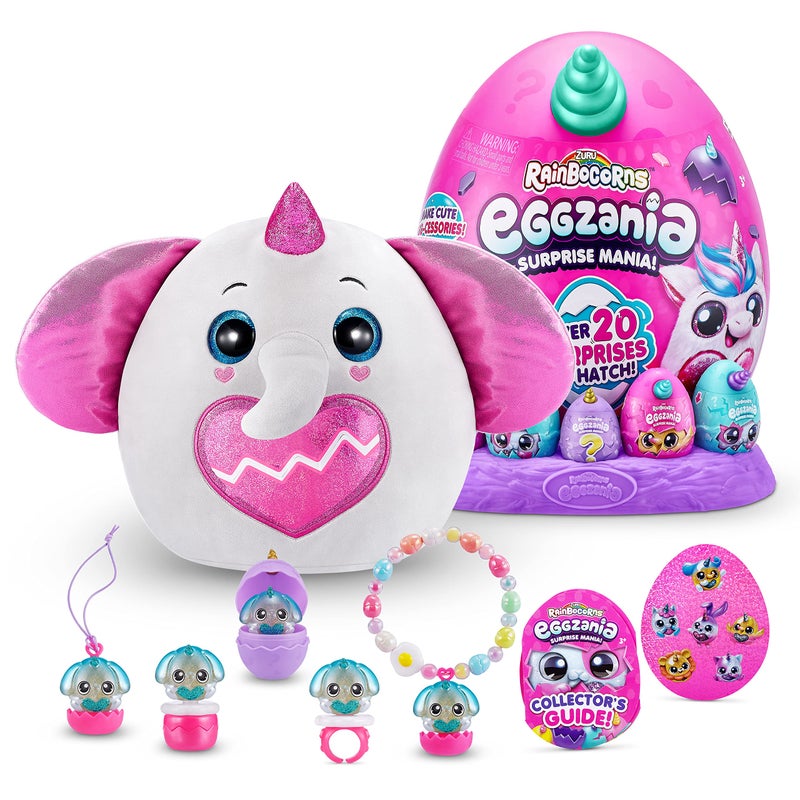 Rainbocorns Rainbocorns Eggzania Surprise Mania Series 1 (Elephant) by ZURU  Collectible Plush Stuffed Animal  Surprise Eggs  5 Mini Eggs  Stickers  DIY Jewelry  Slime  Ages 3+ for Girls  Children - Image 1