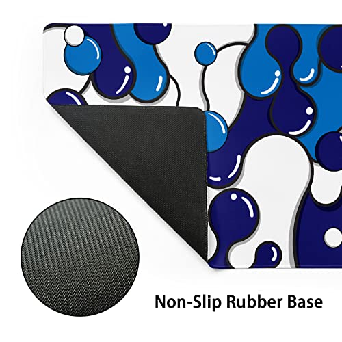 aportt Navy Blue White Mouse Pad Anime Cool Geometric Japanese Extended Desk Mat 80X30 cm Non-Slip Rubber Base Stitched Edge Large XL Mousepad for Desk Gaming Laptop Desktop,31.5×11.8 Inch - Image 3