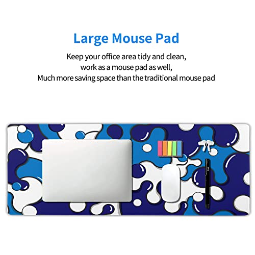 aportt Navy Blue White Mouse Pad Anime Cool Geometric Japanese Extended Desk Mat 80X30 cm Non-Slip Rubber Base Stitched Edge Large XL Mousepad for Desk Gaming Laptop Desktop,31.5×11.8 Inch - Image 5