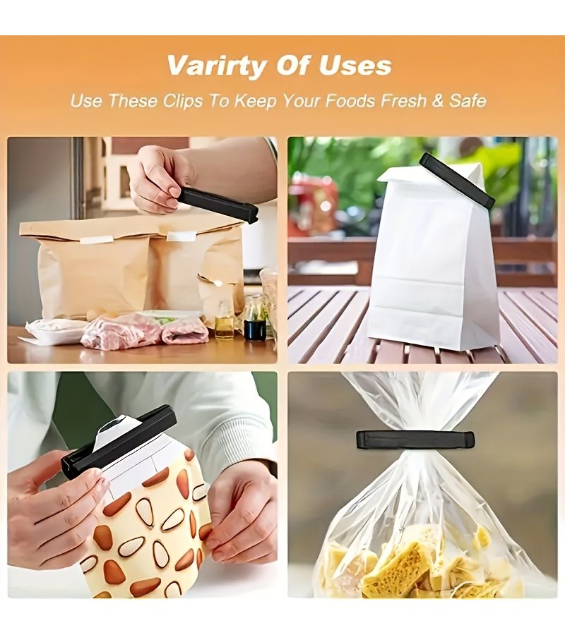 5pcs Plastic Black Food Storage Clips Reusable Sealed Clips Prevent Moisture Dust - Image 3