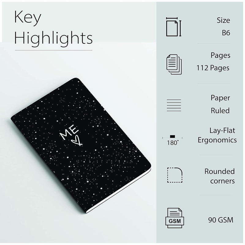 FACTOR NOTES دفتر: 90 جرام لكل متر مربع، B6، مخطط، 112 صفحة يوميات (أنا) - Image 3