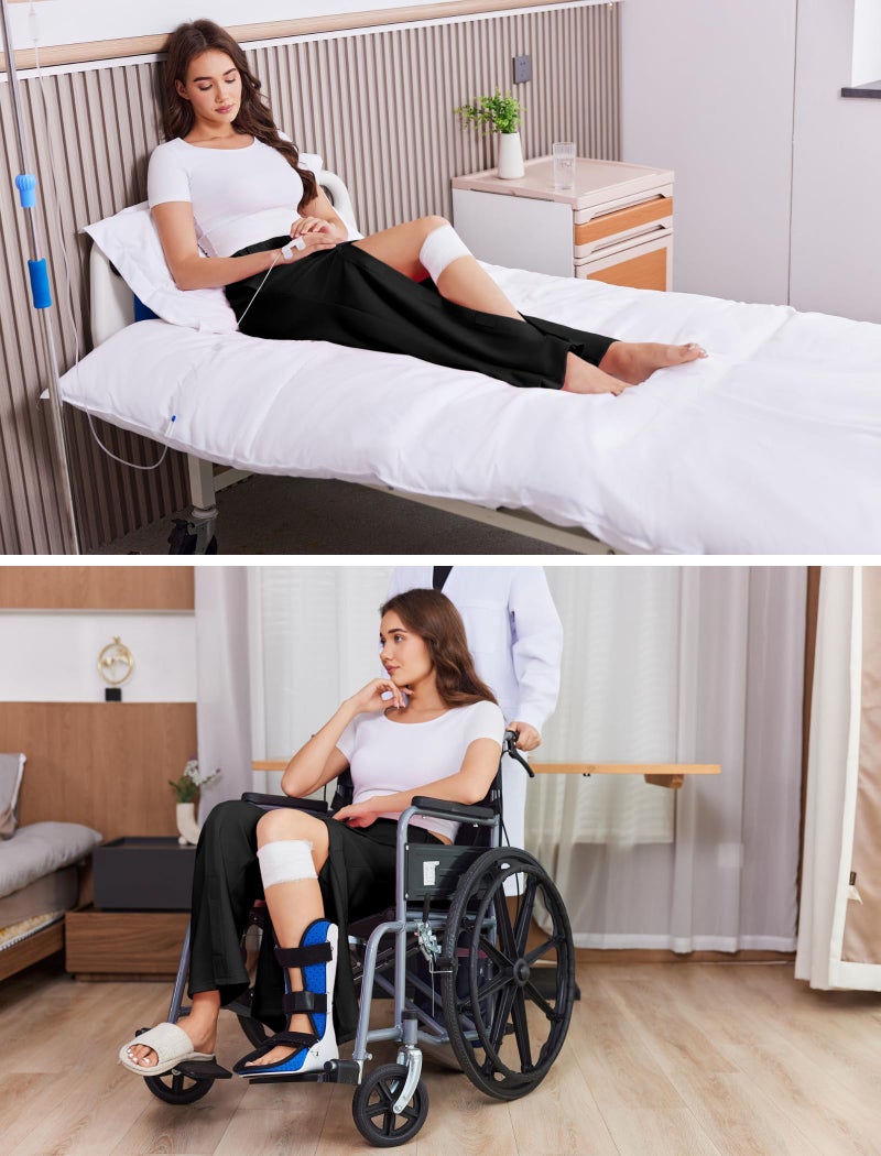 Deyeek Post Surgery Pants for Women Snap On Tear Away Pants After Knee Hip Surgery Adaptive Open Leg Surgical Sweatpants Black - Image 5