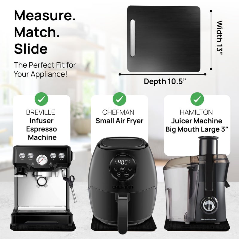 Ibyx Elegant Sliding Tray for Your Coffee Maker & Heavy Kitchen Appliances - Sturdy, Slides Easily from Under The Cabinet (Black, 13â€W x 10.5â€D) - Image 5