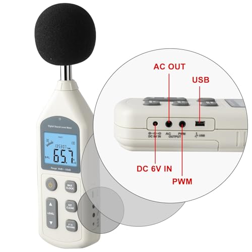 Sky King Decibel Meter, Professional Sound Level Meter with Backlight Display, USB Available SPL Meter 30 to 130dB, EC651 & ANSI S1.4 Standards A/C Weighted Sound Meter, Noise Meter with Records to 4700 - Image 5