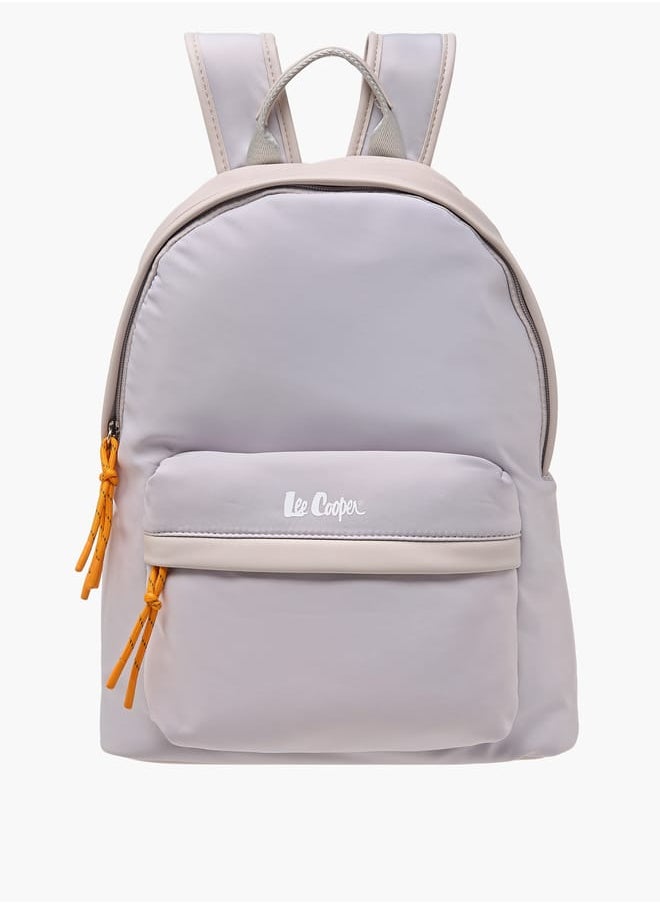 Lee Cooper Women Logo Print Backpack with Adjustable Shoulder Straps and Zip Closure - 31x40x19 cm  - Image 1