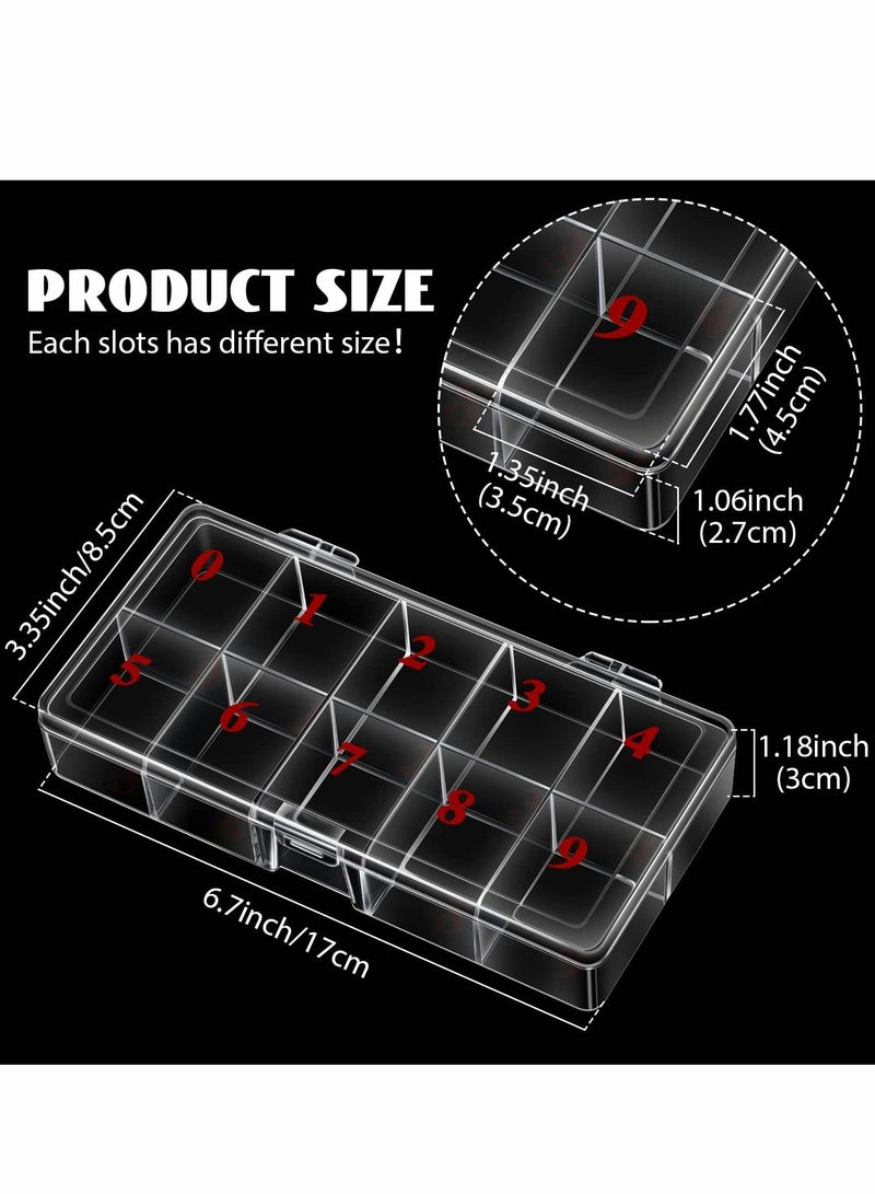 Excefore Nail Tip Box, 2 PCS False Nail Tips Transparent Storage Box with 10 Number Squares Fake Nail Organizer Storage Cases Clear Container Nail Box Grid Boxes for Fingernail Crystal Jewelry Nail Accessories  - Image 5