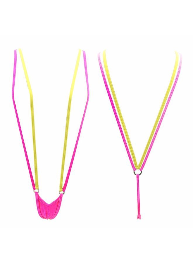 Sherrylo Women Slingshot Bikini G-string Bottom Extreme Straps Micro Bikini Pink Yellow One Size - Image 1