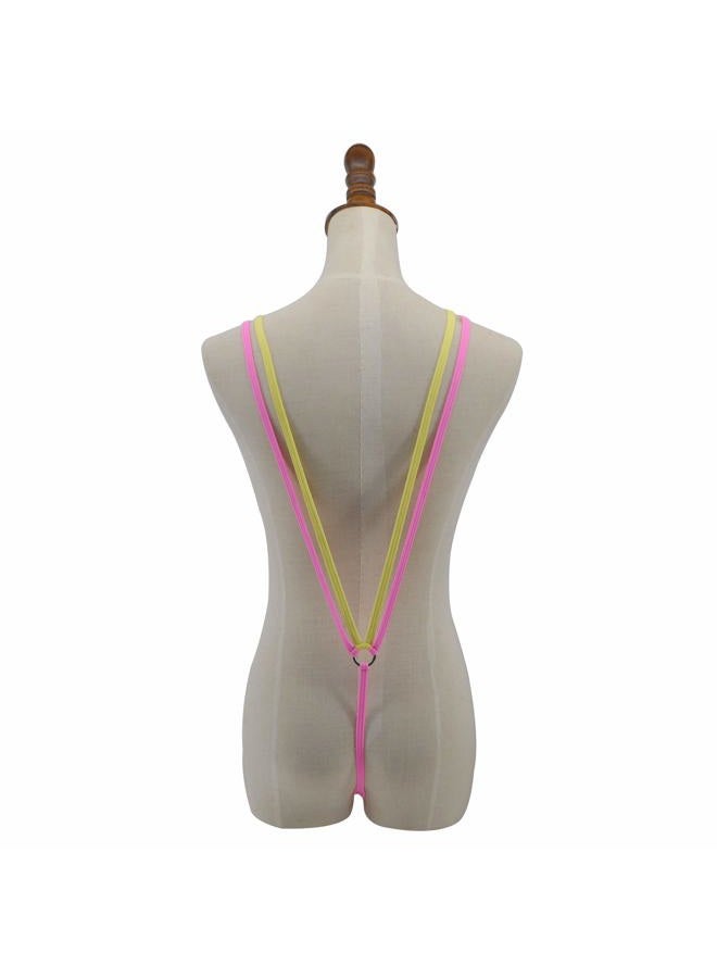 Sherrylo Women Slingshot Bikini G-string Bottom Extreme Straps Micro Bikini Pink Yellow One Size - Image 4