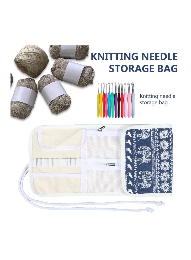 SYOSI Crochet Hook Case, Travel Storage Bag for Various Crochet Needles and Accessories, Lightweight and Compact, Easy to Carry, Portable Crochet Hooks Rolling Organizer and Accessories (Elephant)  - Image 3