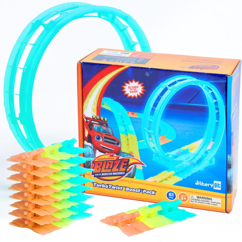 JitteryGit Blaze and The Monster Machines TurboTwist Racers Boost Pack Glow in The Dark Racing Loop Tracks Expansion Set for Kids Ages 310 - Image 3