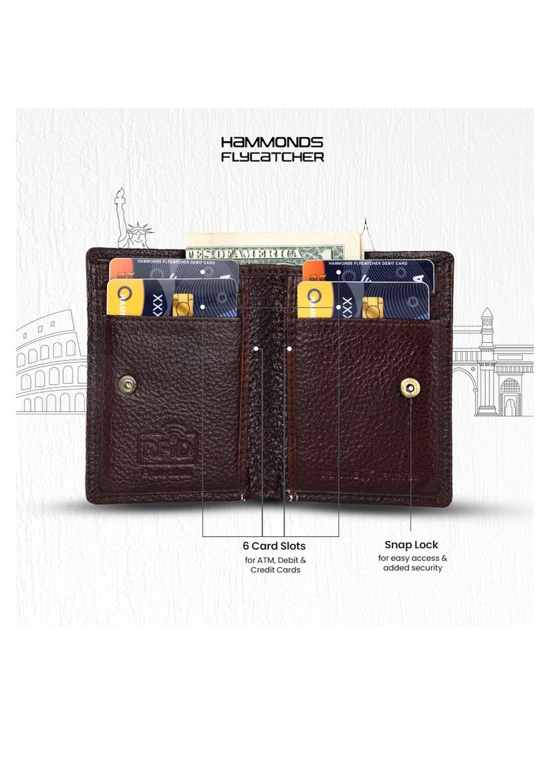  هاموندز فلاي كاتشر محفظة جلدية لحمل بطاقات الائتمان للرجال والنساء، فتحة للعملات، محفظة بطاقات صراف آلي محمية بتقنية تحديد الهوية بموجات الراديو للرجال، 6 فتحات، هدية للرجال، الأب، الزوج، الصديق - Image 5