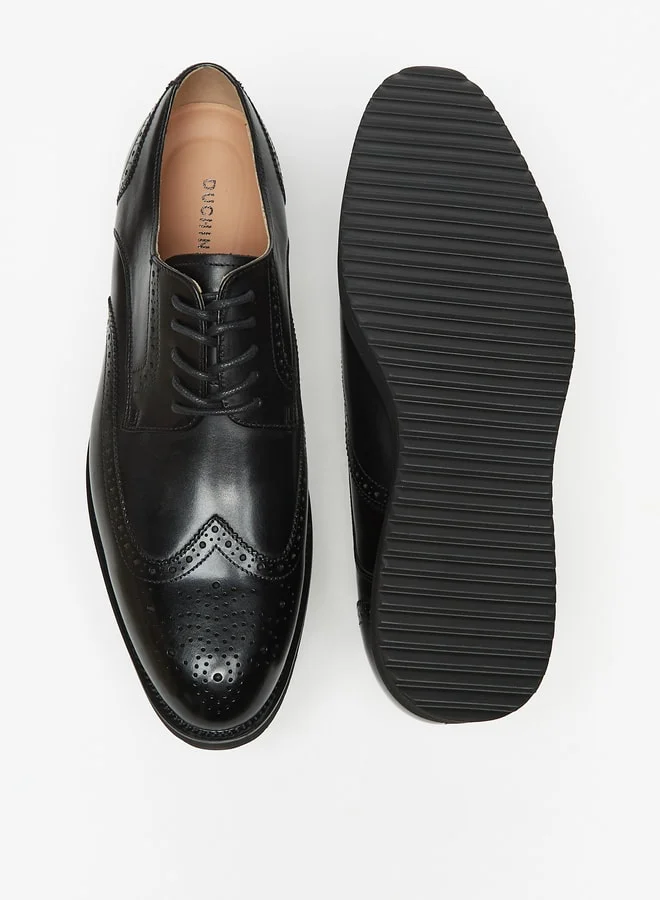 DUCHINI Men'S Perforated Derby Shoes With Lace-Up Closure
