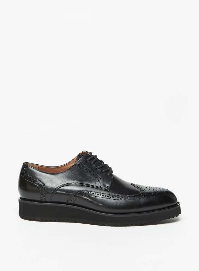 DUCHINI Men'S Perforated Derby Shoes With Lace-Up Closure