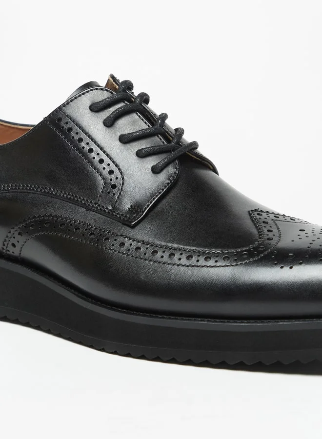 DUCHINI Men'S Perforated Derby Shoes With Lace-Up Closure