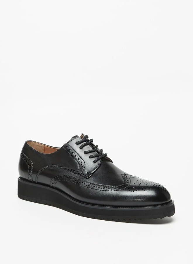 DUCHINI Men'S Perforated Derby Shoes With Lace-Up Closure