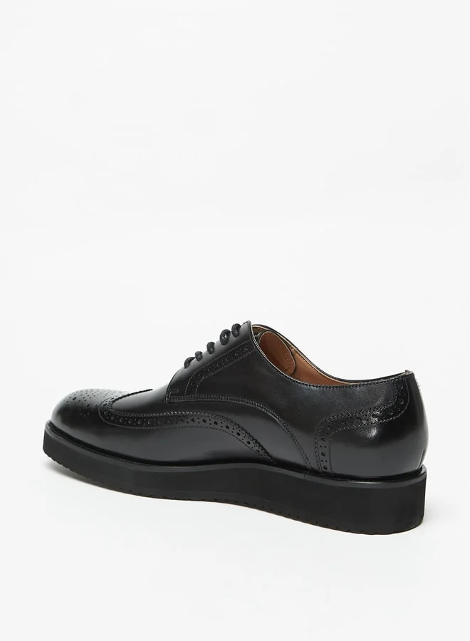 DUCHINI Men'S Perforated Derby Shoes With Lace-Up Closure