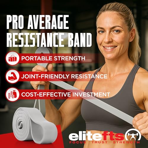 EliteFTS Pro Resistance Band - Boost Core Stability and Flexibility with This Portable, Joint-Friendly Tool - 41" Long (PRO Average Resistance Band, Silver) (Pair) - Image 2