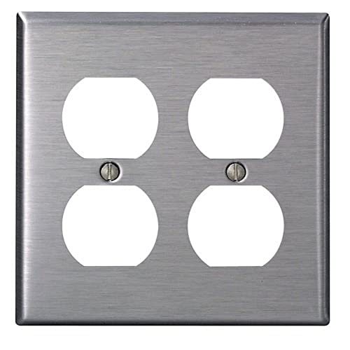 Leviton 2-Gang, Duplex Device Receptacle Wallplate, Standard Size, Device Mount, 84016-40, Stainless Steel - Image 4