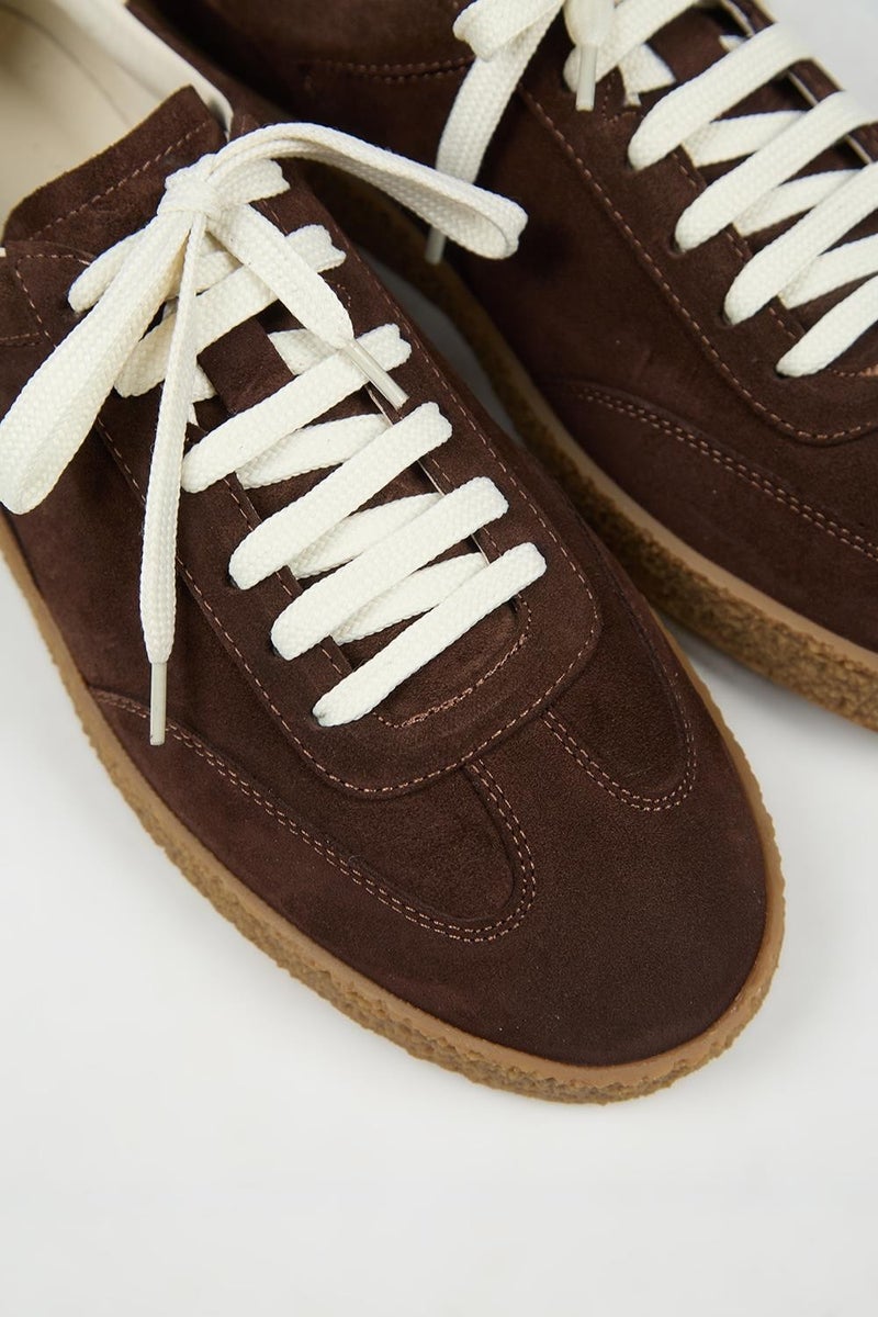 Krahe Palminteri 2 Men's Genuine Leather Lace-up Sneakers in Coffee-Ecru - Image 4