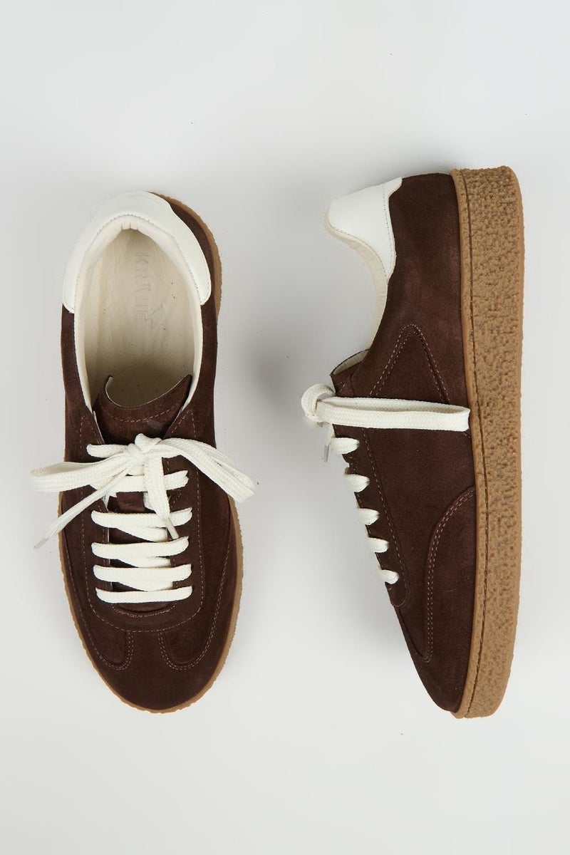 Krahe Palminteri 2 Men's Genuine Leather Lace-up Sneakers in Coffee-Ecru - Image 1
