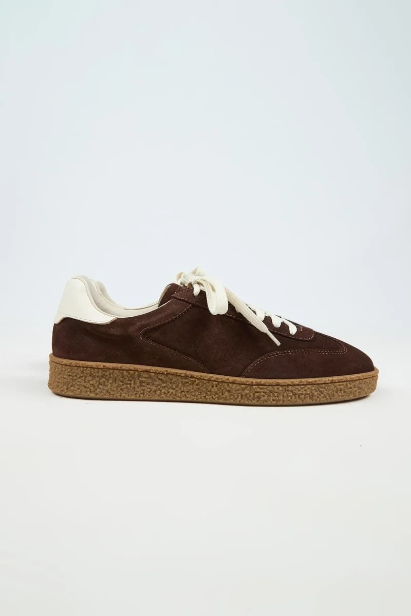Krahe Krahe Palminteri 2 Men's Genuine Leather Lace-up Sneakers in Coffee-Ecru