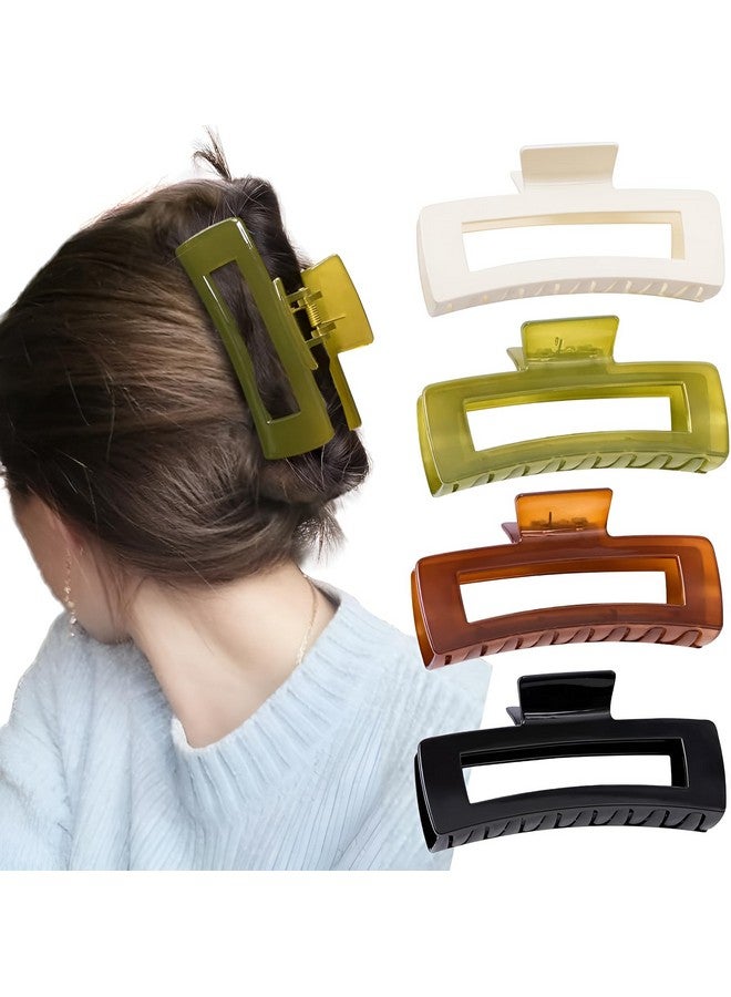 Pactiv 4pcs Square Hair Clips Claw Clips Daily use, Jelly Colors Fashionable And Simple Transparent Hair Clamps For Women, Cute And Sweet Style Hair Accessories, Assorted Sizes - Image 1