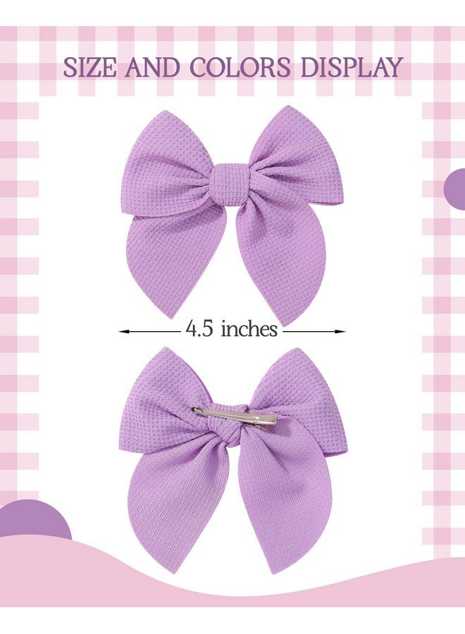 doboi 10PCS Baby Girls Hair Clips Bows Waffle Fable Hair Bows for Girls Hair Accessories for Baby Toddlers Kids 4.5 Inches - Image 2