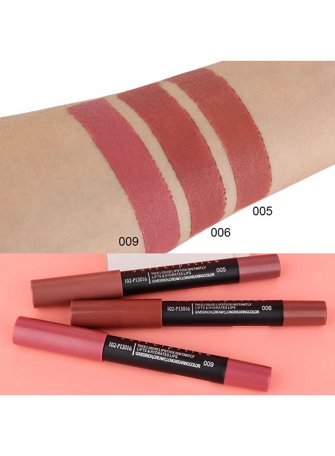 BINGBRUSH مجموعة أحمر شفاه طويل الأمد ومرطب وناعم من 3 ألوان، قلم شفاه غير لامع، مجموعة أحمر شفاه مغذي بلمسة نهائية غير لامعة، ملمع شفاه مخملي مقاوم للماء (05 06 09) - Image 5