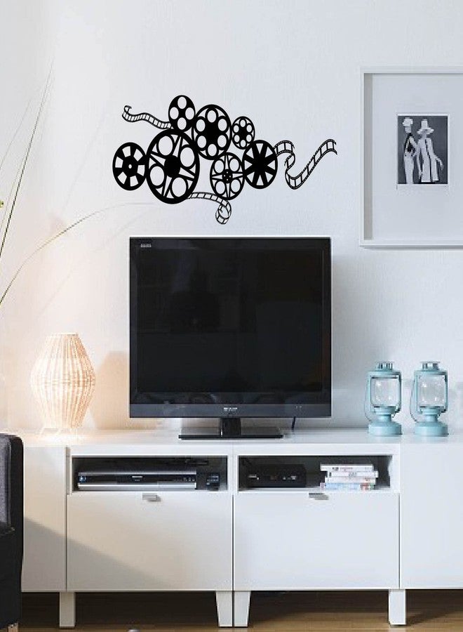 SUPERDANT Movie Reel Wall Decor Movie Elements Wall Sticker Filmstrip Popcorn Decals Vinyl Art Decor Wallpaper Stickers Art Mural for Movies Theater Cinema Living Room Decoration 35.4x11.8in - Image 3
