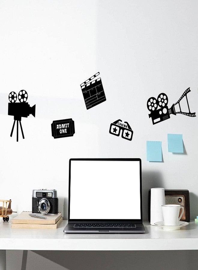 SUPERDANT Movie Reel Wall Decor Movie Elements Wall Sticker Filmstrip Popcorn Decals Vinyl Art Decor Wallpaper Stickers Art Mural for Movies Theater Cinema Living Room Decoration 35.4x11.8in - Image 4