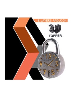 FLYSPACE FLYSPACE Steel Galaxy 62 mm 8 Levers Double Locking 3 Keys Padlock Silver  - Image 2