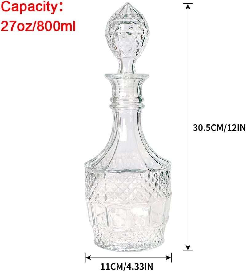 MDLUU Liquor Decanter, Glass Decanter Bottle with Airtight Stopper, Wiskey Vodka Bourbon Decanter for Gift, Home, Bar, Party Decor, 27oz/800ml Clear - Image 3
