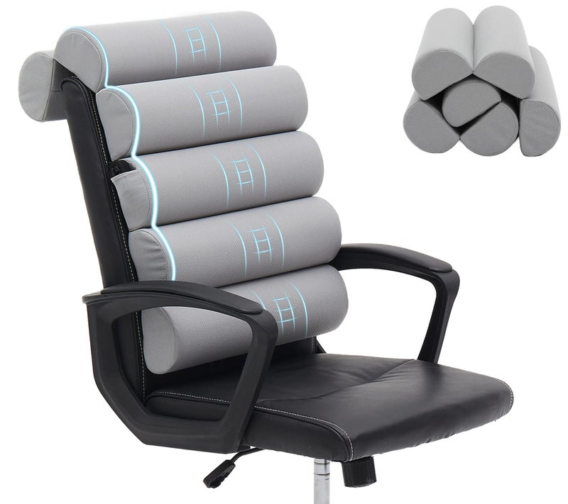 GIVANLEE Ergonomic Lumbar Support Pillow for High Back Office Chair - Adjustable 6 Semicircular Back Cushion with Breathable Mesh Cover,Spine Support for Desk/Gaming Chairs, Neck/Upper/Lower Back Pain Relief - Image 1